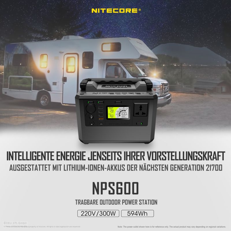 Nitecore NPS600 Power Station - 165000mAh -Stromversorgung 230V